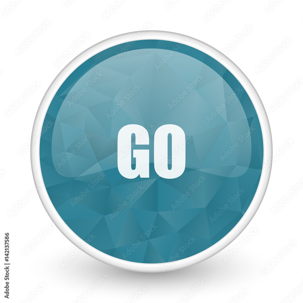 Go brillant crystal design round blue web icon.