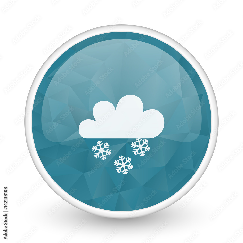 Snowing brillant crystal design round blue web icon. Snowing brillant crystal design round blue web icon.