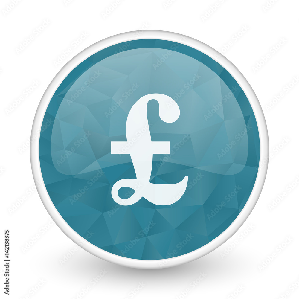 Pound brillant crystal design round blue web icon. Pound brillant crystal design round blue web icon.