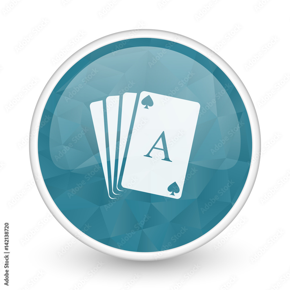 Card brillant crystal design round blue web icon. Card brillant crystal design round blue web icon.