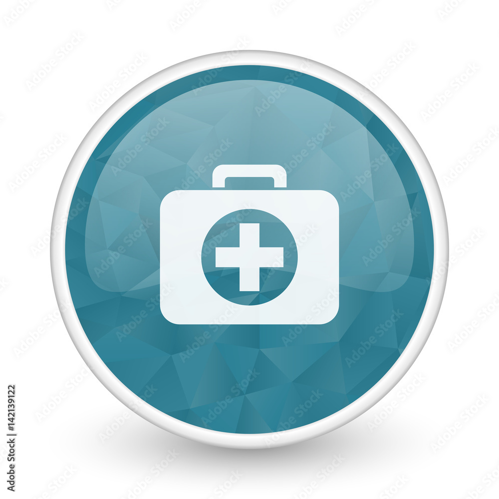First aid brillant crystal design round blue web icon. First aid brillant crystal design round blue web icon.