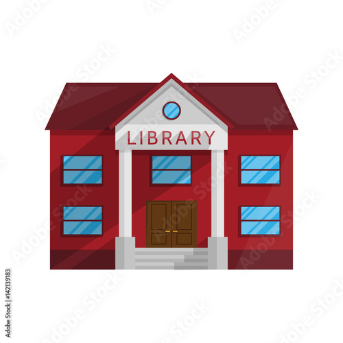 Library building in Flat style isolated on white background