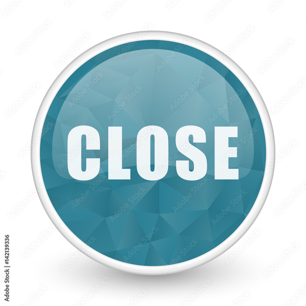 Close brillant crystal design round blue web icon. Close brillant crystal design round blue web icon.