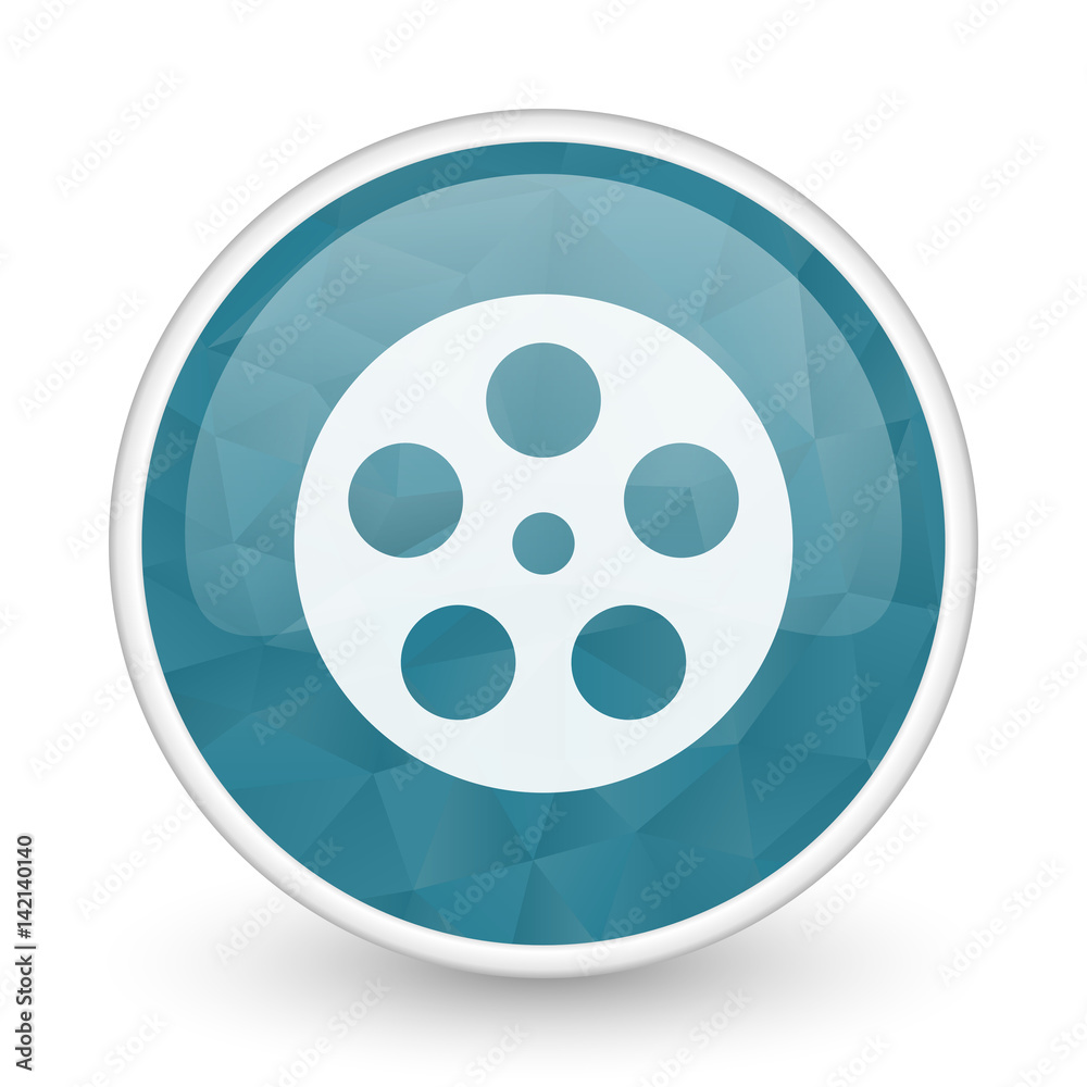 Film brillant crystal design round blue web icon.