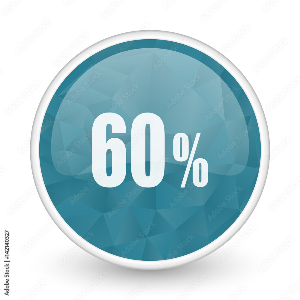 60 percent brillant crystal design round blue web icon. 60 percent brillant crystal design round blue web icon.