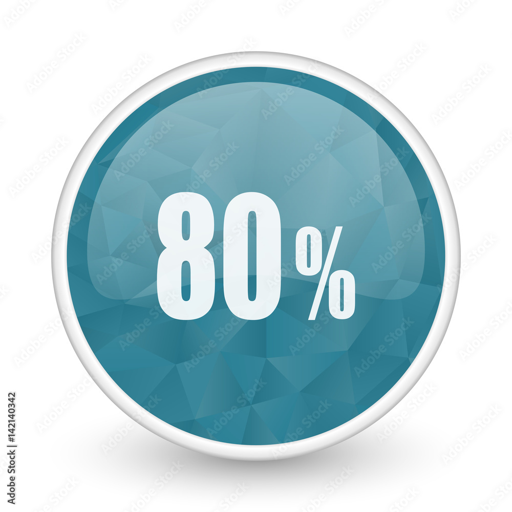80 percent brillant crystal design round blue web icon. 80 percent brillant crystal design round blue web icon.