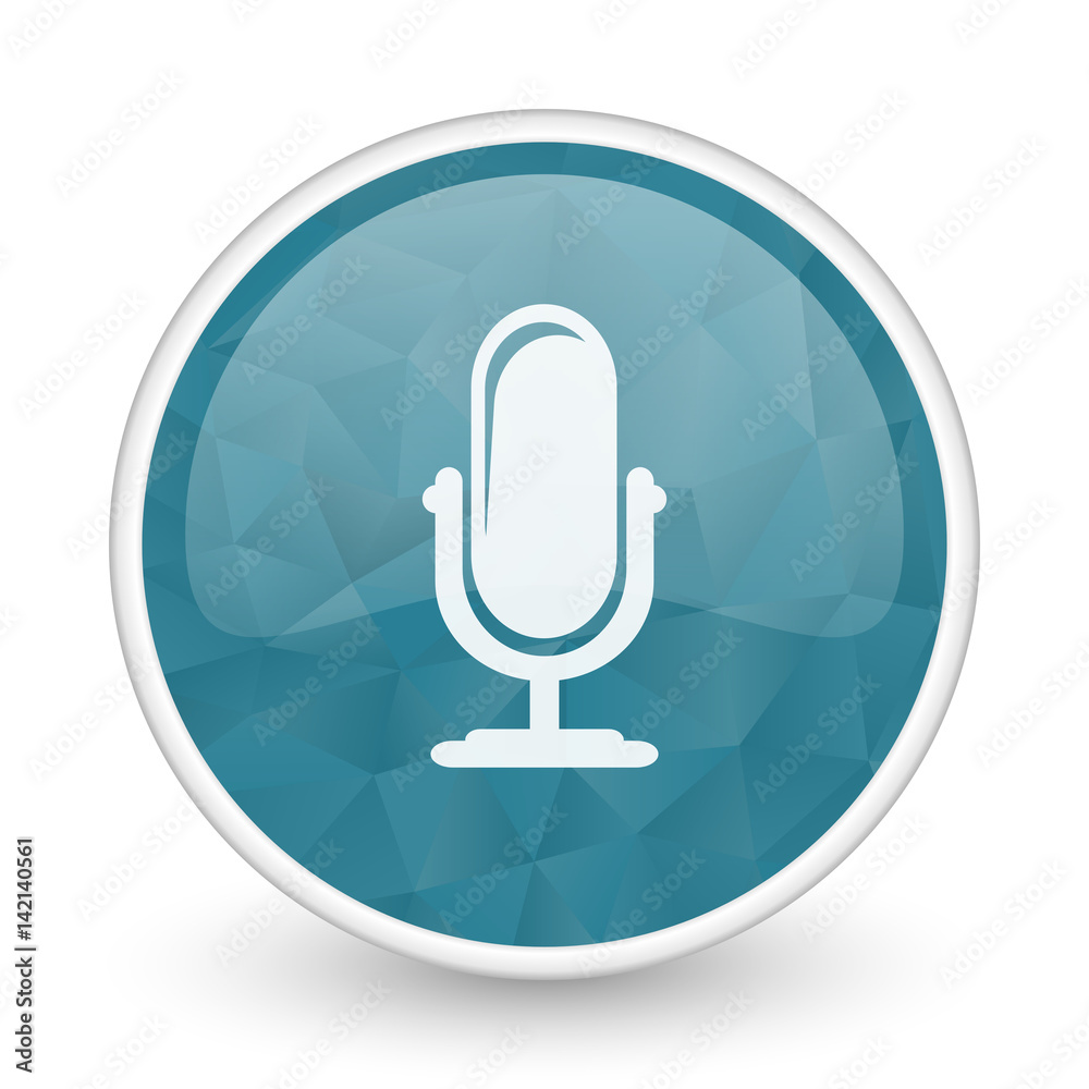 Microphone brillant crystal design round blue web icon.