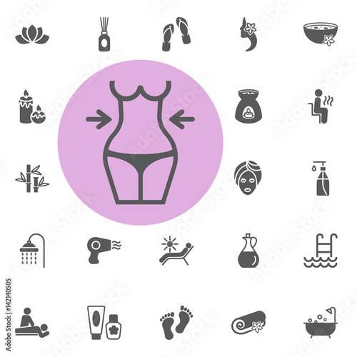 slim girl diet icon. spa set vector illustration