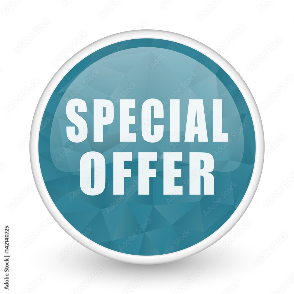 Special offer brillant crystal design round blue web icon. Special offer brillant crystal design round blue web icon.