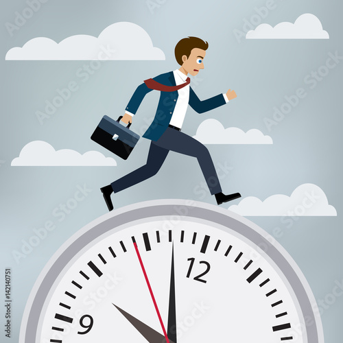 Man in suit runs to work.