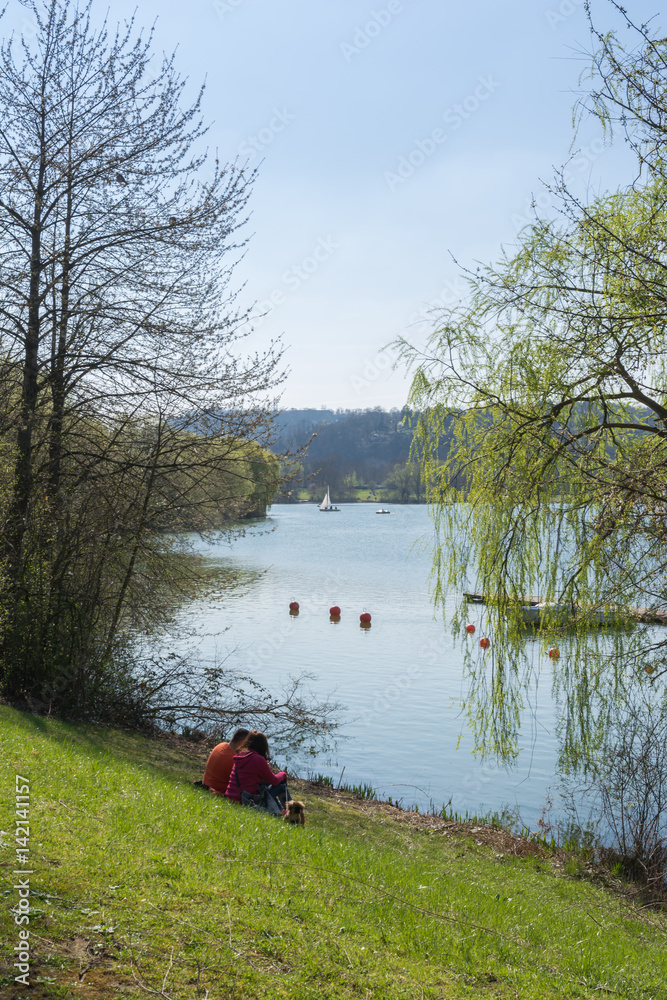 Blue Lake Water Reflection Landscape Pond Max Eyth See Stuttgart ...