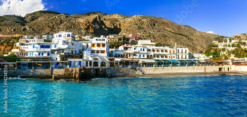Beautiful places in Crete - pictorial small village Chora Sfakion in south island. Greece