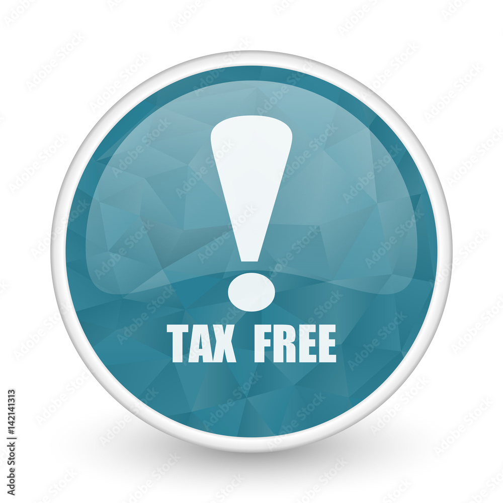 Tax free brillant crystal design round blue web icon. Tax free brillant crystal design round blue web icon.