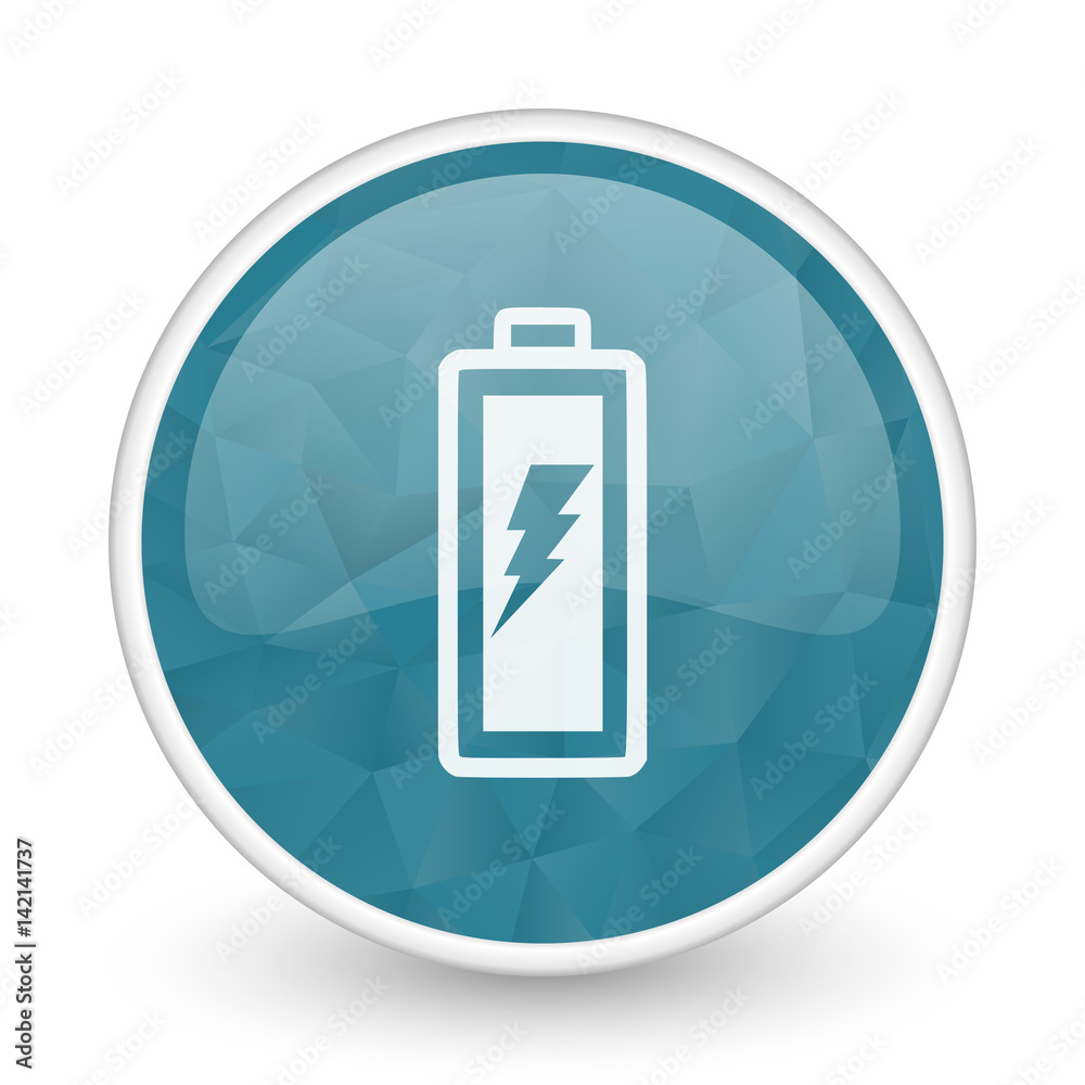 Battery brillant crystal design round blue web icon. Battery brillant crystal design round blue web icon.