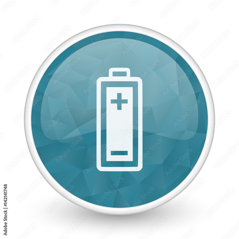 Battery brillant crystal design round blue web icon. Battery brillant crystal design round blue web icon.