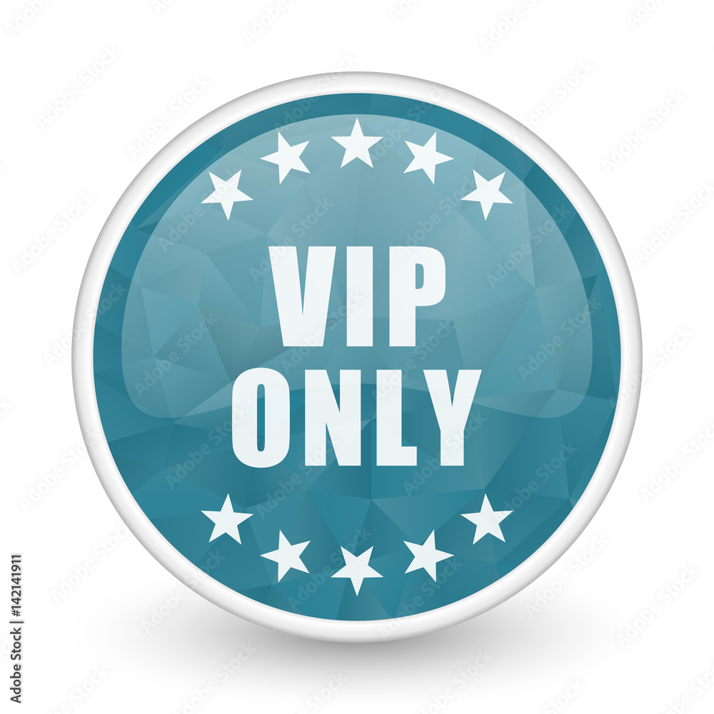 Vip only brillant crystal design round blue web icon. Vip only brillant crystal design round blue web icon.