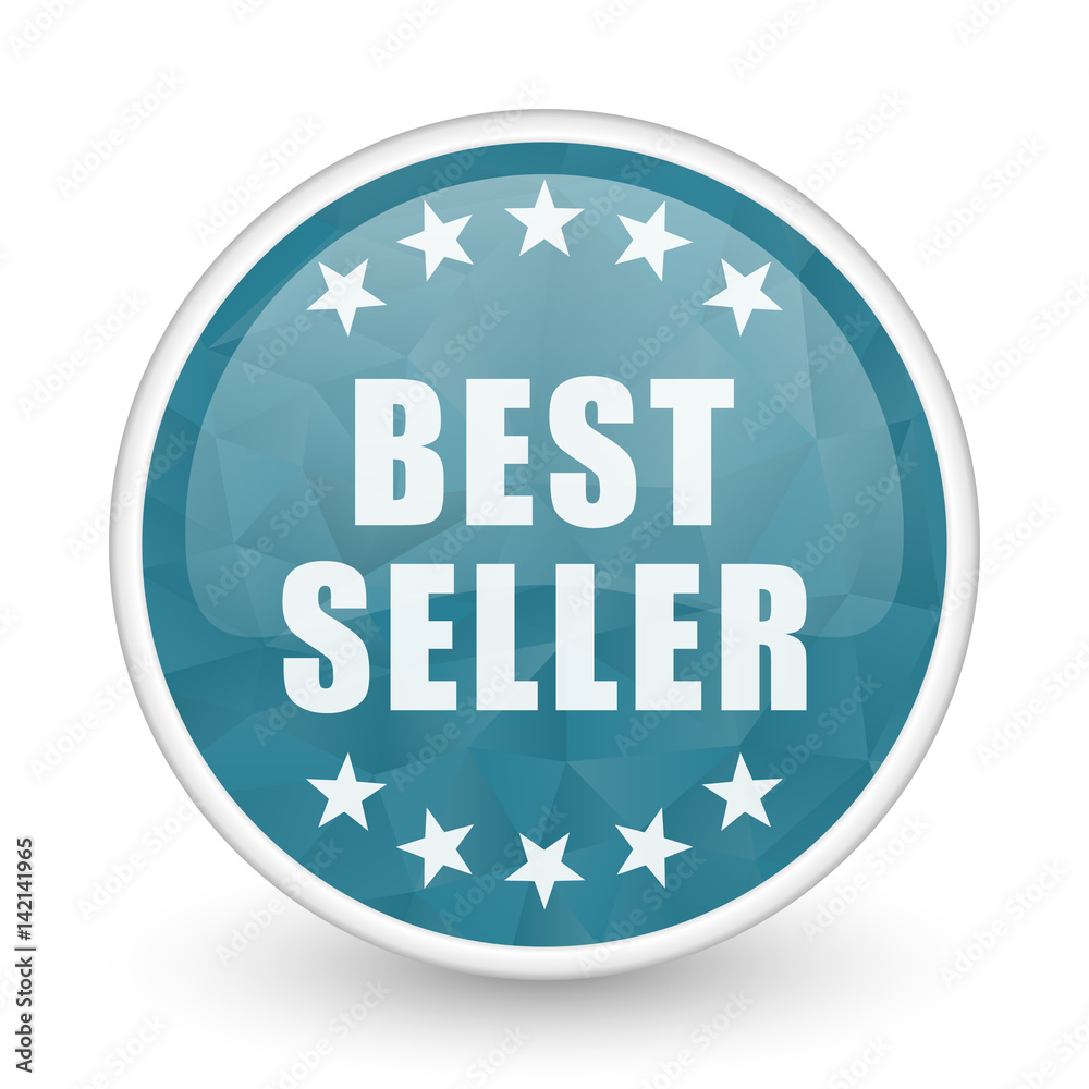Best seller brillant crystal design round blue web icon. Best seller brillant crystal design round blue web icon.