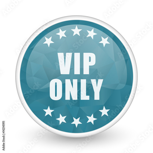 Vip only brillant crystal design round blue web icon.