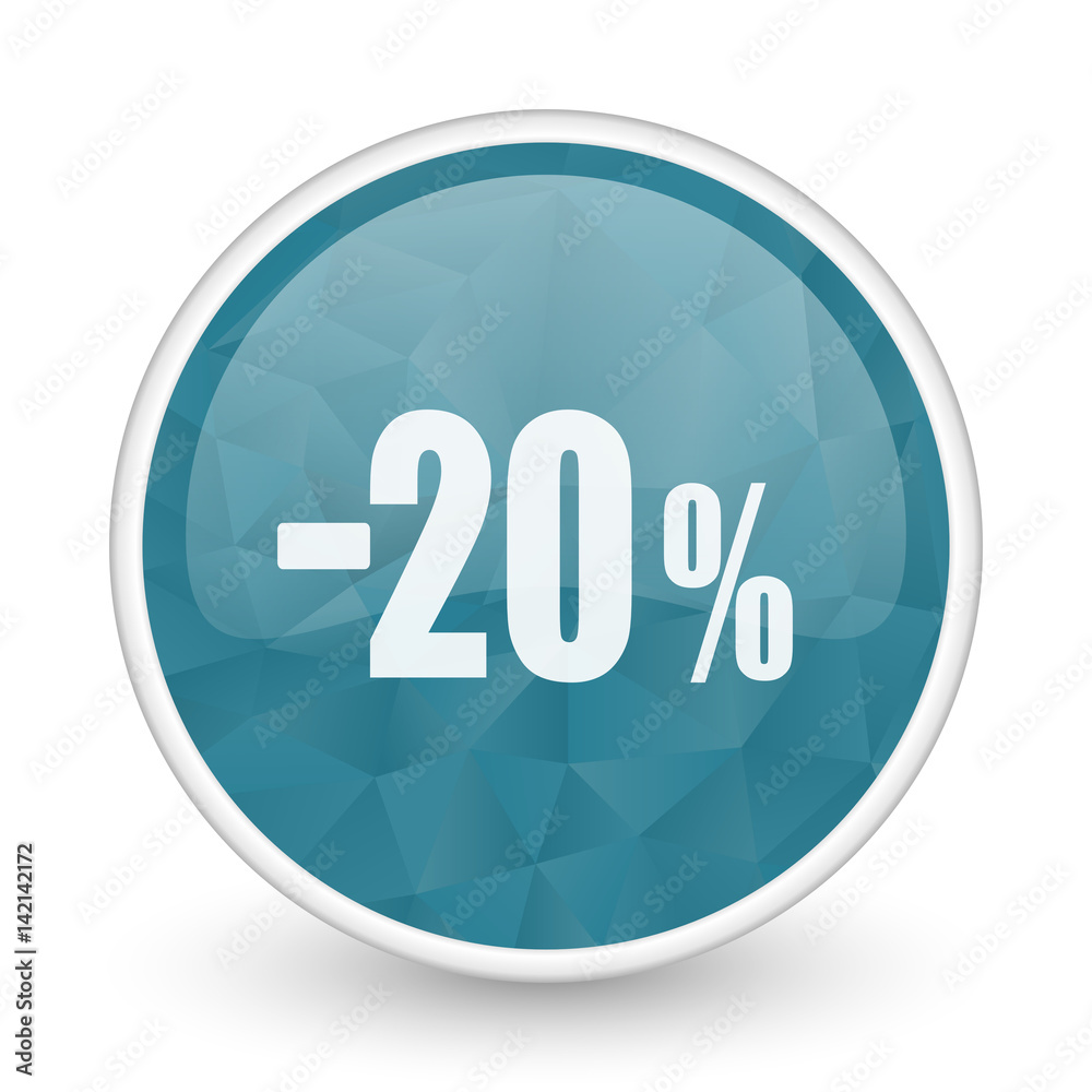 20 percent sale retail brillant crystal design round blue web icon. 20 percent sale retail brillant crystal design round blue web icon.