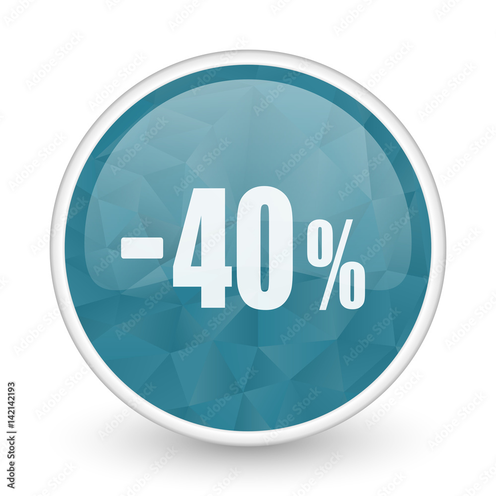 40 percent sale retail brillant crystal design round blue web icon. 40 percent sale retail brillant crystal design round blue web icon.