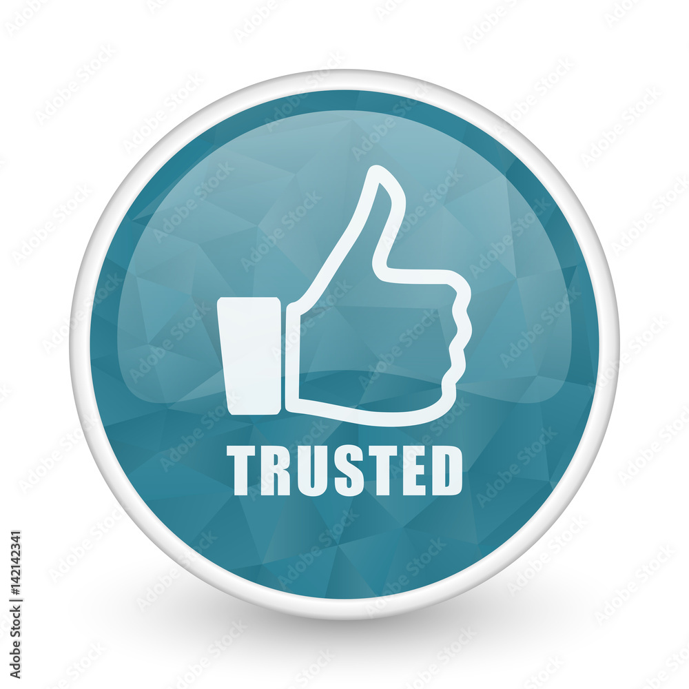 Trusted brillant crystal design round blue web icon. Trusted brillant crystal design round blue web icon.