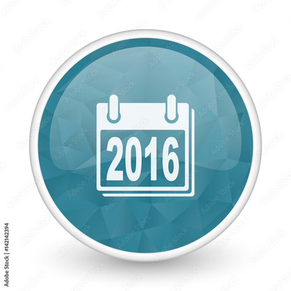 New year 2016 brillant crystal design round blue web icon. New year 2016 brillant crystal design round blue web icon.