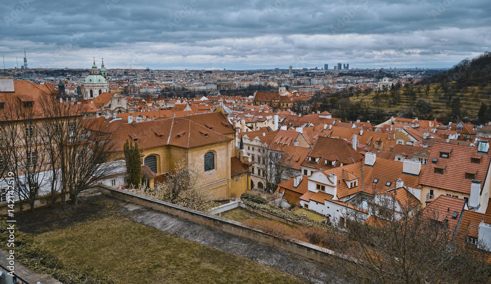 Wonderful city of Prague - aerial view from the castle