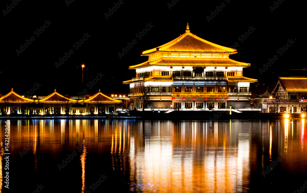 Ancient palaces decorated with lights to celebrate Chinese New Year Ancient palaces decorated with lights to celebrate Chinese New Year