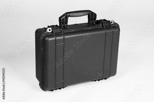 Plastic suitcase. Durable case.