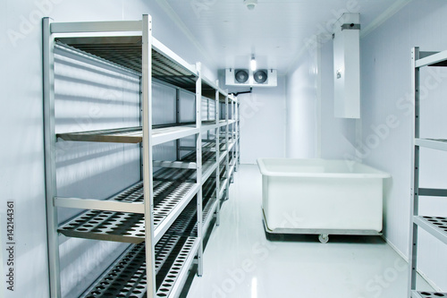 Refrigerating chamber in the store. Refrigeration equipment.