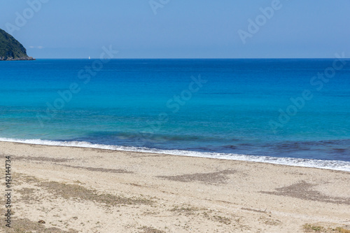 Panoramic view of Girapetra Beach with blue waters  Lefkada  Ionian Islands  Greece