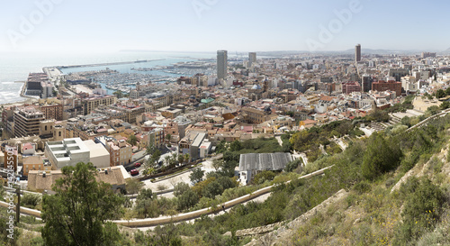 View of Alicante in Spain, from the mountain of Castle of Santa Barbara. Horizontal shot. Date taken on March 15, 2017.