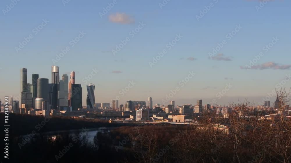 panoramic view of Moscow, with the stadium, metro bridge and the downtown from Sparrow hills panoramic view of Moscow, with the stadium, metro bridge and the downtown from Sparrow hills