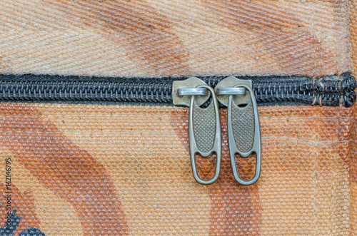 Closeup of zipper on old fa...