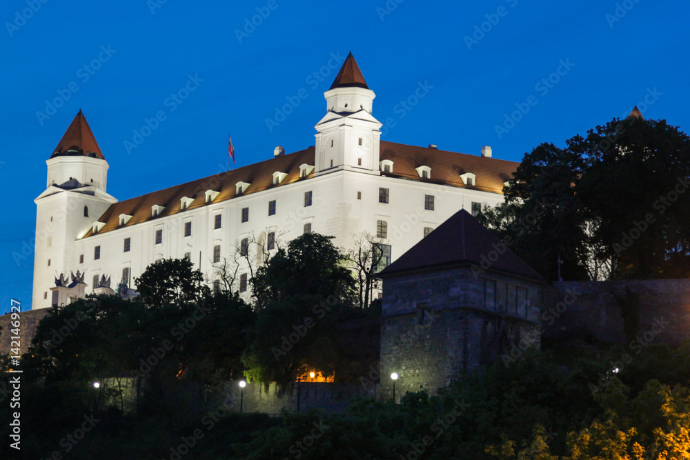 BRATISLAVA, SLOVAKIA- April 30, 2016: Castle Bratislava night