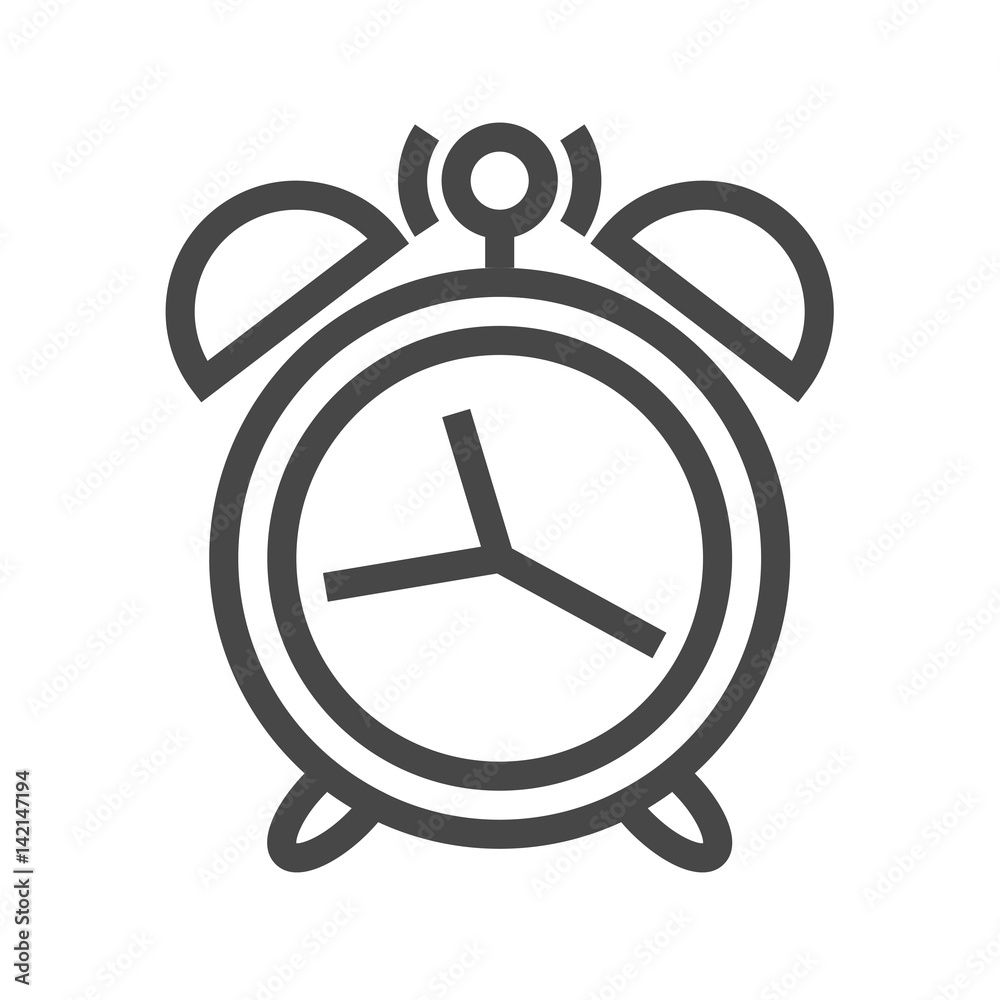 Alarm Clock Thin Line Vector Icon. Flat icon isolated on the white background. Editable EPS file. Vector illustration.