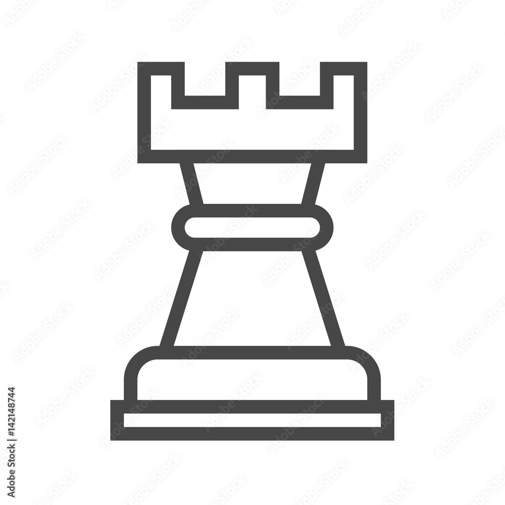 Chess Rook Thin Line Vector Icon. Flat icon isolated on the white background. Editable EPS file. Vector illustration.