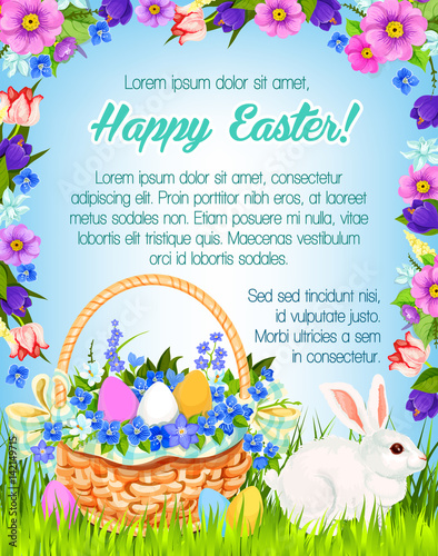 Happy Easter vector paschal greeting poster