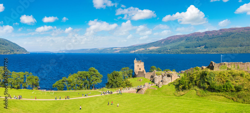 Urquhart Castle along Loch Ness lake photo