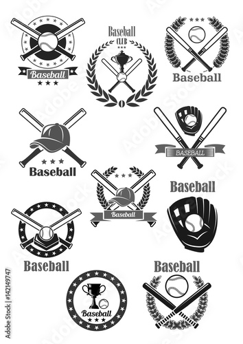 Baseball club awards vector template icons set