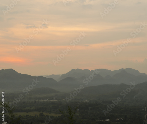 Beautiful mountain sunset scenery © chokniti