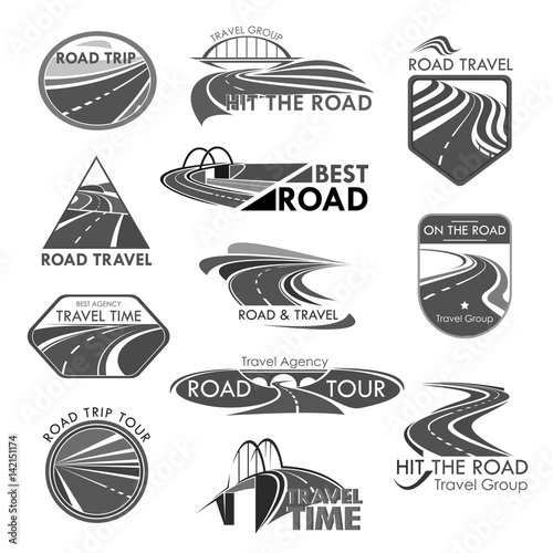 Road travel company agency vector template icons