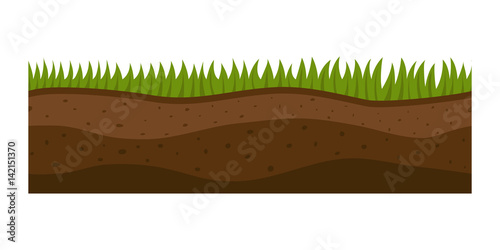 Cross section ground slice isolated some piece nature outdoor ecology underground and freestanding render garden natural geologist earth vector illustration.