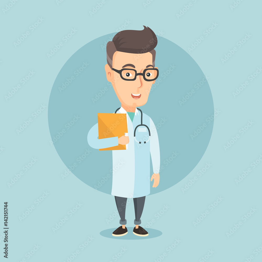 Doctor with file in medical office. Doctor with file in medical office.