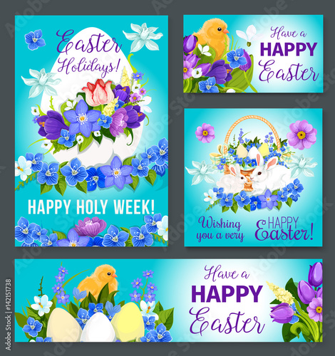 Easter greeting vector paschal banner poster card