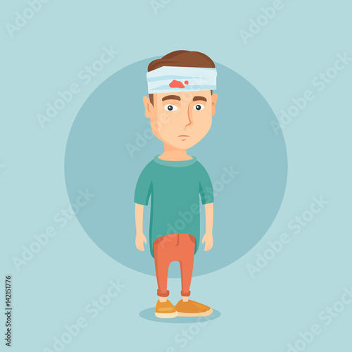 Man with injured head vector illustration.