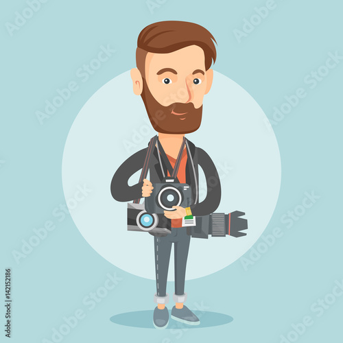 Photographer taking photo vector illustration.