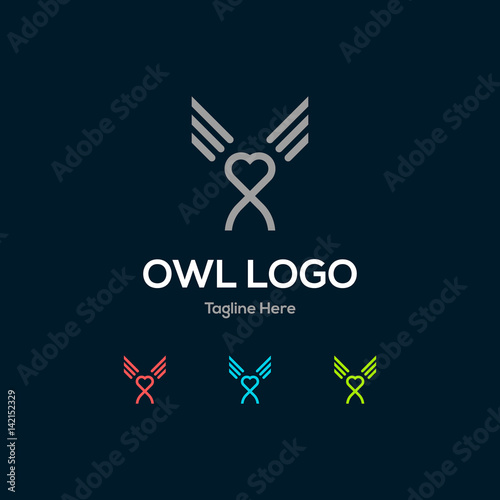 Humanity owl lowercase flat logo design template photo