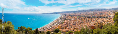 Panoramic view of beach in Nice photo
