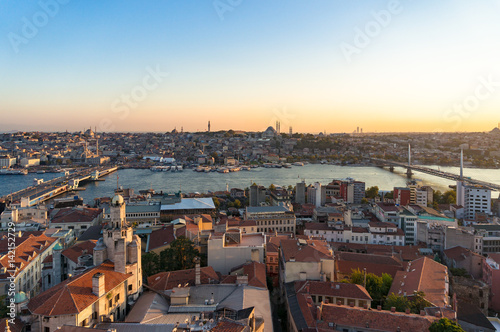 View from above on old historic districts of Istanbul, Turkey